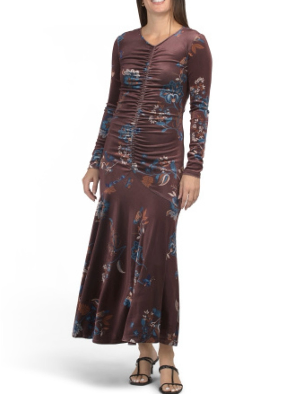 Super Natural by Secret Mission NWT Burgundy Floral Velvet XS Maxi Dress Boho